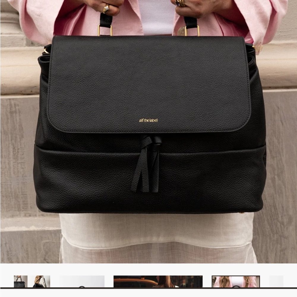 Black Leather Top-Handle Backpack